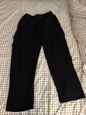 Garage Black Wide Leg Cargo Sweatpants Ultrafleece